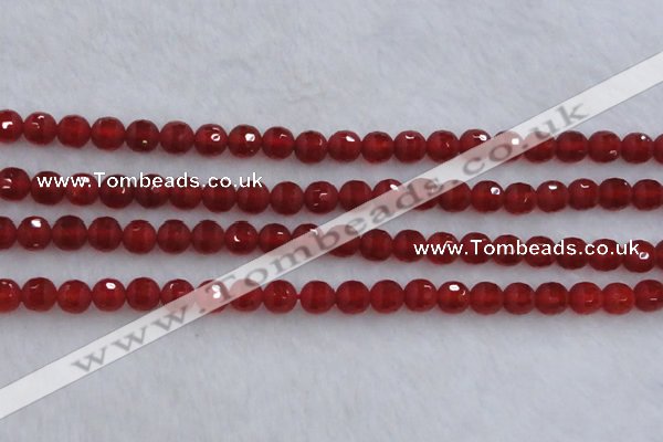 CAG7456 15.5 inches 6mm faceted round matte red agate beads