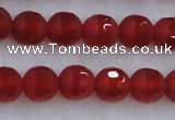 CAG7457 15.5 inches 8mm faceted round matte red agate beads