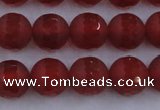 CAG7458 15.5 inches 10mm faceted round matte red agate beads