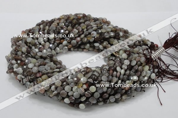 CAG749 15.5 inches 6mm faceted coin botswana agate beads wholesale