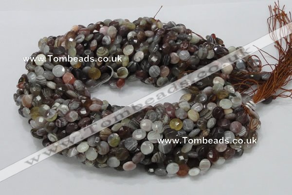 CAG750 15.5 inches 8mm faceted coin botswana agate beads wholesale