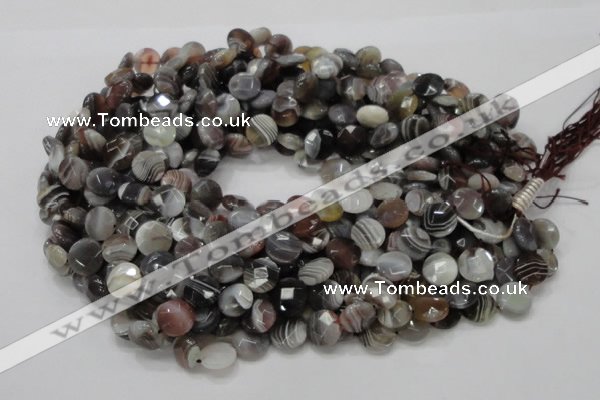 CAG752 15.5 inches 12mm faceted coin botswana agate beads wholesale