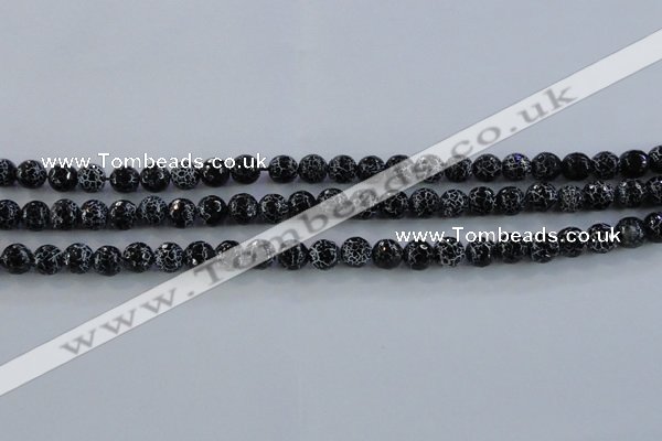 CAG7601 15.5 inches 6mm faceted round frosted agate beads wholesale