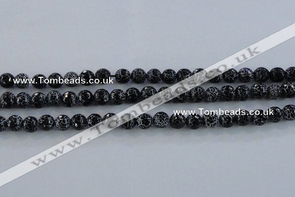 CAG7602 15.5 inches 8mm faceted round frosted agate beads wholesale