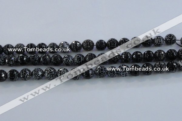 CAG7604 15.5 inches 12mm faceted round frosted agate beads wholesale