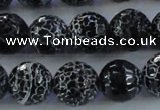 CAG7605 15.5 inches 14mm faceted round frosted agate beads wholesale