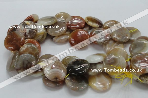 CAG779 15.5 inches 30mm flat round yellow agate gemstone beads