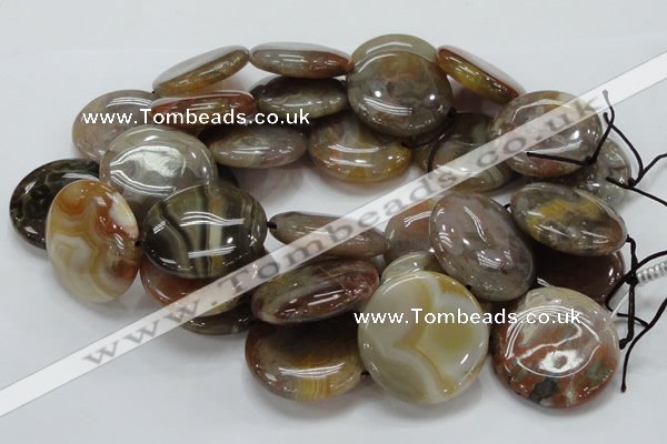 CAG781 15.5 inches 40mm flat round yellow agate gemstone beads