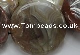 CAG782 15.5 inches 50mm flat round yellow agate gemstone beads