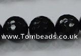 CAG7852 15.5 inches 16mm faceted round black agate beads wholesale