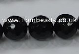 CAG7853 15.5 inches 20mm faceted round black agate beads wholesale