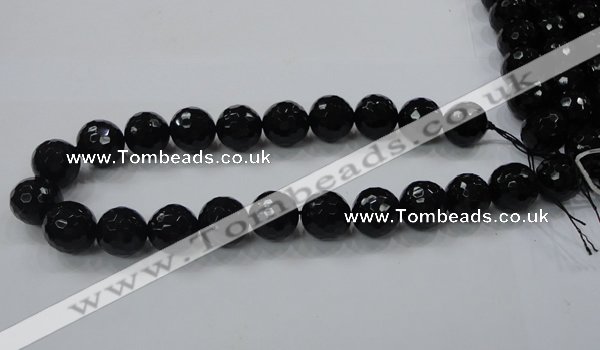 CAG7853 15.5 inches 20mm faceted round black agate beads wholesale