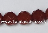 CAG7863 15.5 inches 16mm faceted round red agate beads wholesale