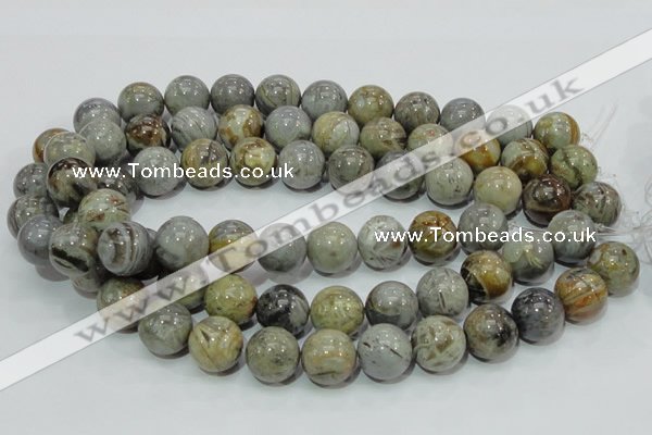 CAG7868 15.5 inches 18mm round silver needle agate beads