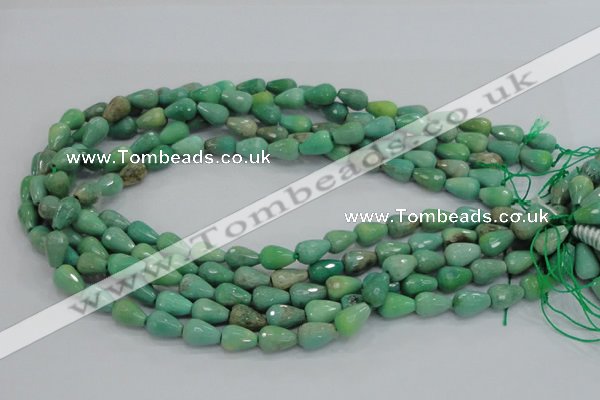 CAG7875 15.5 inches 6*10mm faceted teardrop grass agate beads