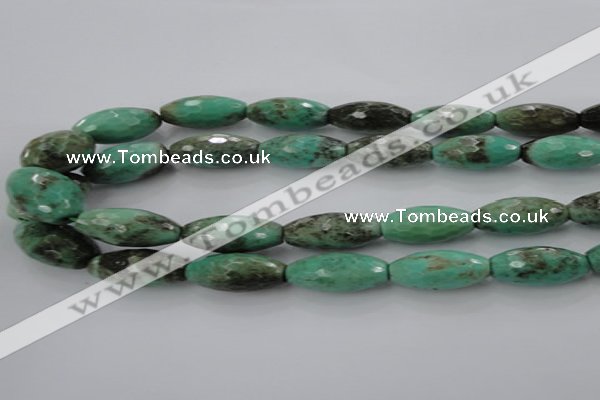 CAG7885 15.5 inches 10*30mm faceted rice grass agate beads