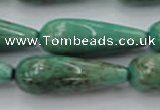 CAG7901 15.5 inches 10*30mm teardrop grass agate beads wholesale