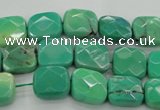 CAG7910 15.5 inches 10*10mm faceted square grass agate beads