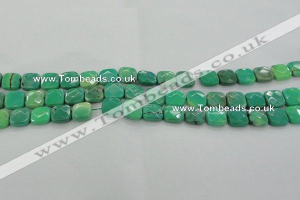 CAG7911 15.5 inches 12*12mm faceted square grass agate beads