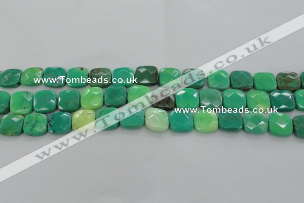 CAG7913 15.5 inches 15*15mm faceted square grass agate beads