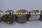 CAG7930 7.5 inches 10mm flat round plated white druzy agate beads