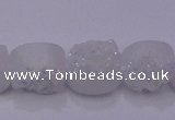 CAG7945 7.5 inches 8*10mm oval plated white druzy agate beads