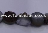 CAG7948 7.5 inches 8*10mm oval plated white druzy agate beads