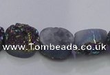 CAG7950 7.5 inches 8*10mm oval plated white druzy agate beads