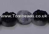 CAG7951 7.5 inches 8*10mm oval plated white druzy agate beads