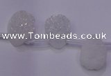 CAG7970 Top drilled 13*18mm flat teardrop plated white druzy agate beads