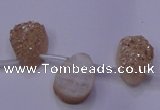 CAG7971 Top drilled 13*18mm flat teardrop plated white druzy agate beads