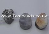 CAG7972 Top drilled 13*18mm flat teardrop plated white druzy agate beads