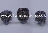 CAG7974 Top drilled 13*18mm flat teardrop plated white druzy agate beads