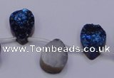 CAG7975 Top drilled 13*18mm flat teardrop plated white druzy agate beads