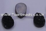 CAG7976 Top drilled 13*18mm flat teardrop plated white druzy agate beads