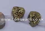 CAG7978 Top drilled 15*20mm flat teardrop plated white druzy agate beads