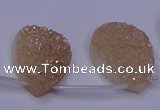 CAG7982 Top drilled 22*30mm flat teardrop plated white druzy agate beads