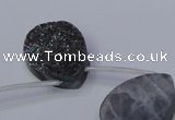 CAG7983 Top drilled 22*30mm flat teardrop plated white druzy agate beads