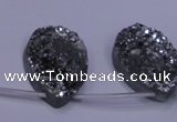 CAG7984 Top drilled 22*30mm flat teardrop plated white druzy agate beads