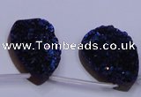 CAG7987 Top drilled 22*30mm flat teardrop plated white druzy agate beads