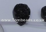 CAG7988 Top drilled 22*30mm flat teardrop plated white druzy agate beads