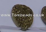 CAG7990 Top drilled 30*40mm flat teardrop plated white druzy agate beads