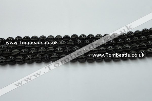 CAG8000 15.5 inches 8mm carved round black agate beads