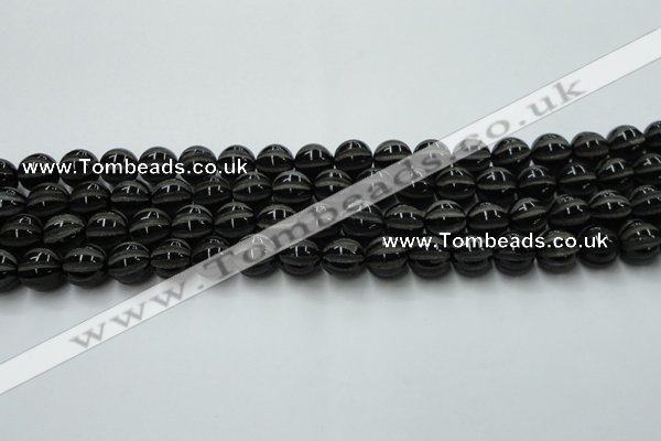 CAG8001 15.5 inches 10mm carved round black agate beads