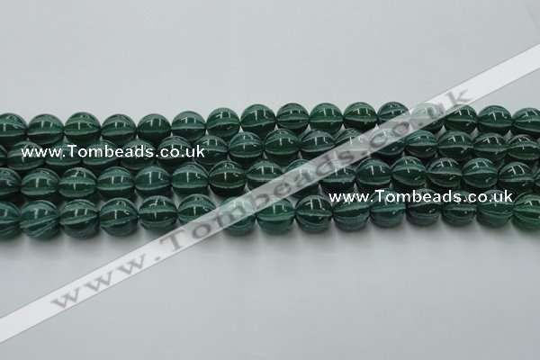 CAG8007 15.5 inches 12mm carved round green agate beads