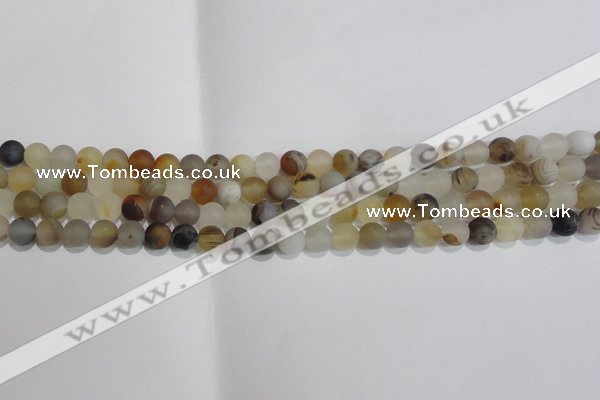 CAG8010 15.5 inches 4mm round matte Montana agate gemstone beads