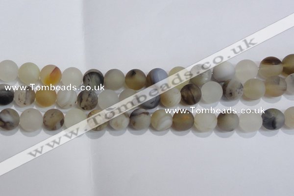 CAG8015 15.5 inches 12mm round matte Montana agate gemstone beads