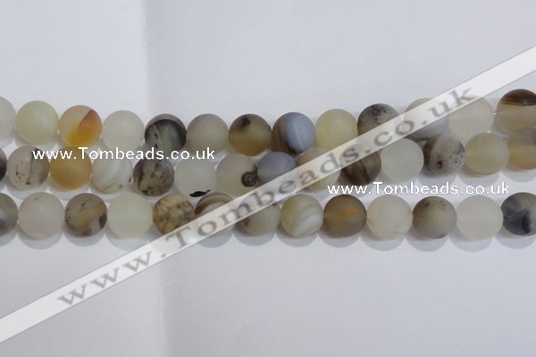 CAG8016 15.5 inches 14mm round matte Montana agate gemstone beads