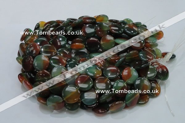 CAG802 15.5 inches 20mm flat round rainbow agate gemstone beads