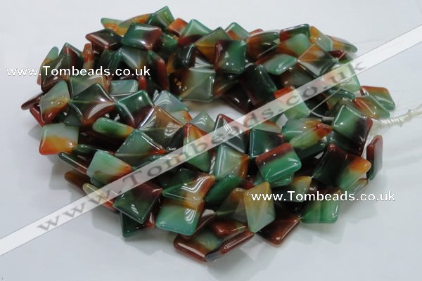 CAG804 15.5 inches 20*20mm diamond rainbow agate gemstone beads